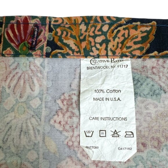 Floral Leaf Shower Curtain 100% Cotton Navy Blue Multicolor by Creative Bath - Picture 3 of 8